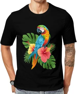 Parrot Funny Tropical Bird Men's T-Shirt Short Sleeve Crewneck Shirt Casual Workout Tee Top