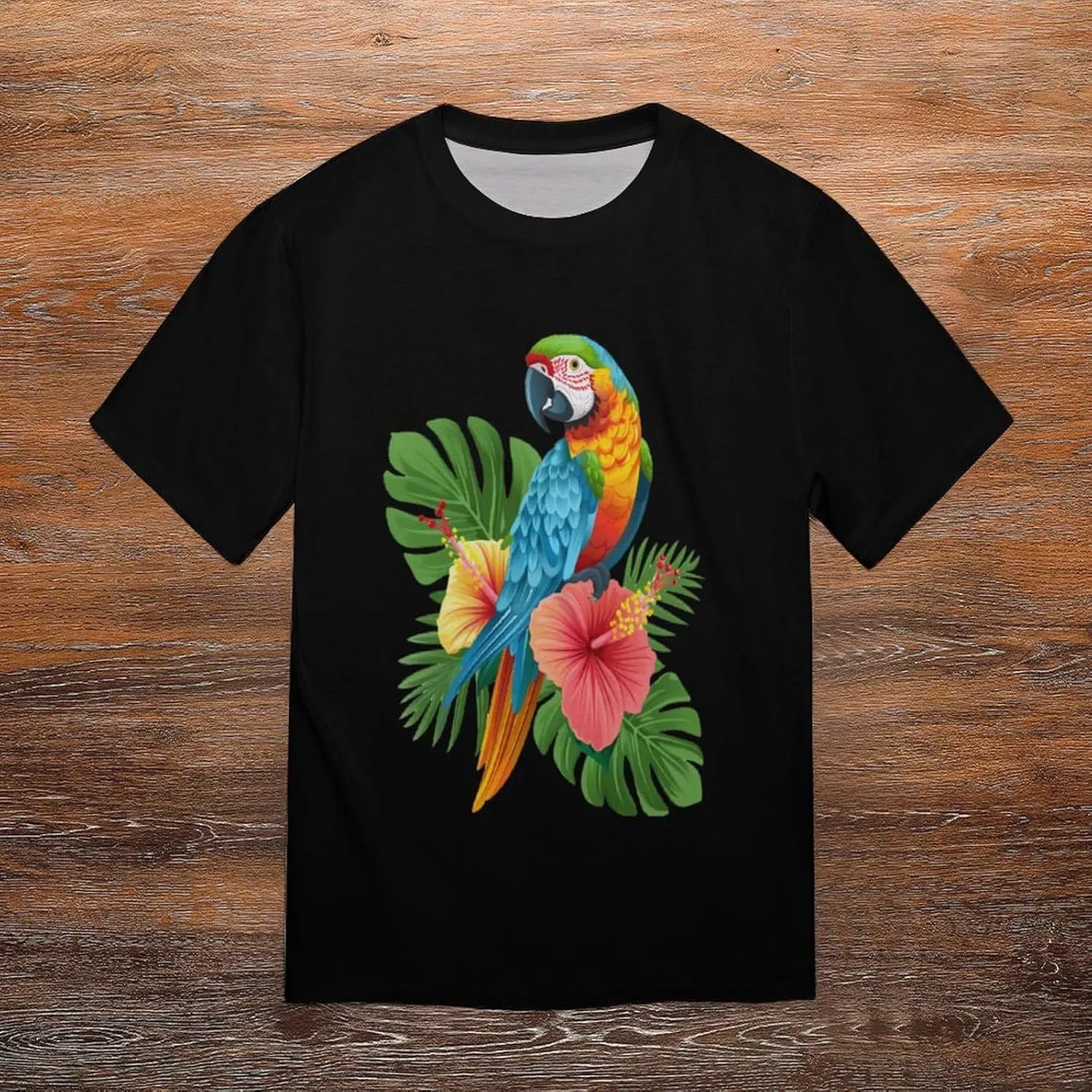 Parrot Funny Tropical Bird Men's T-Shirt Short Sleeve Crewneck Shirt Casual Workout Tee Top