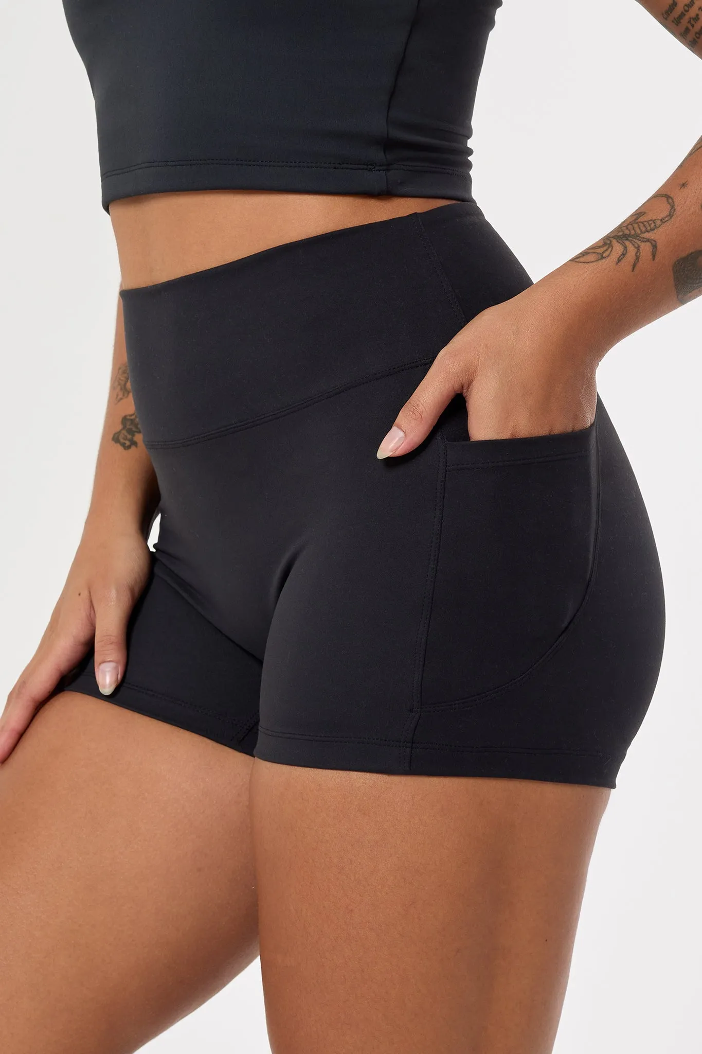 Pernilla High Waisted Shorts | Recycled Polyester | Black