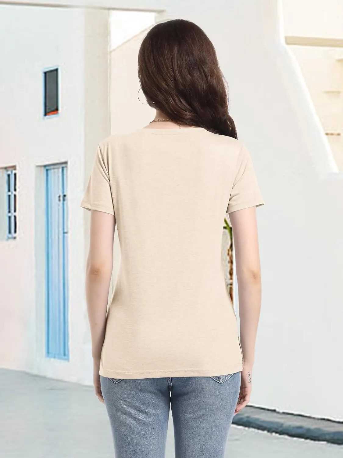 PGANDS Women's Summer Tops V Neck Short Sleeve T Shirts Casual Basic Loose Fit Tee