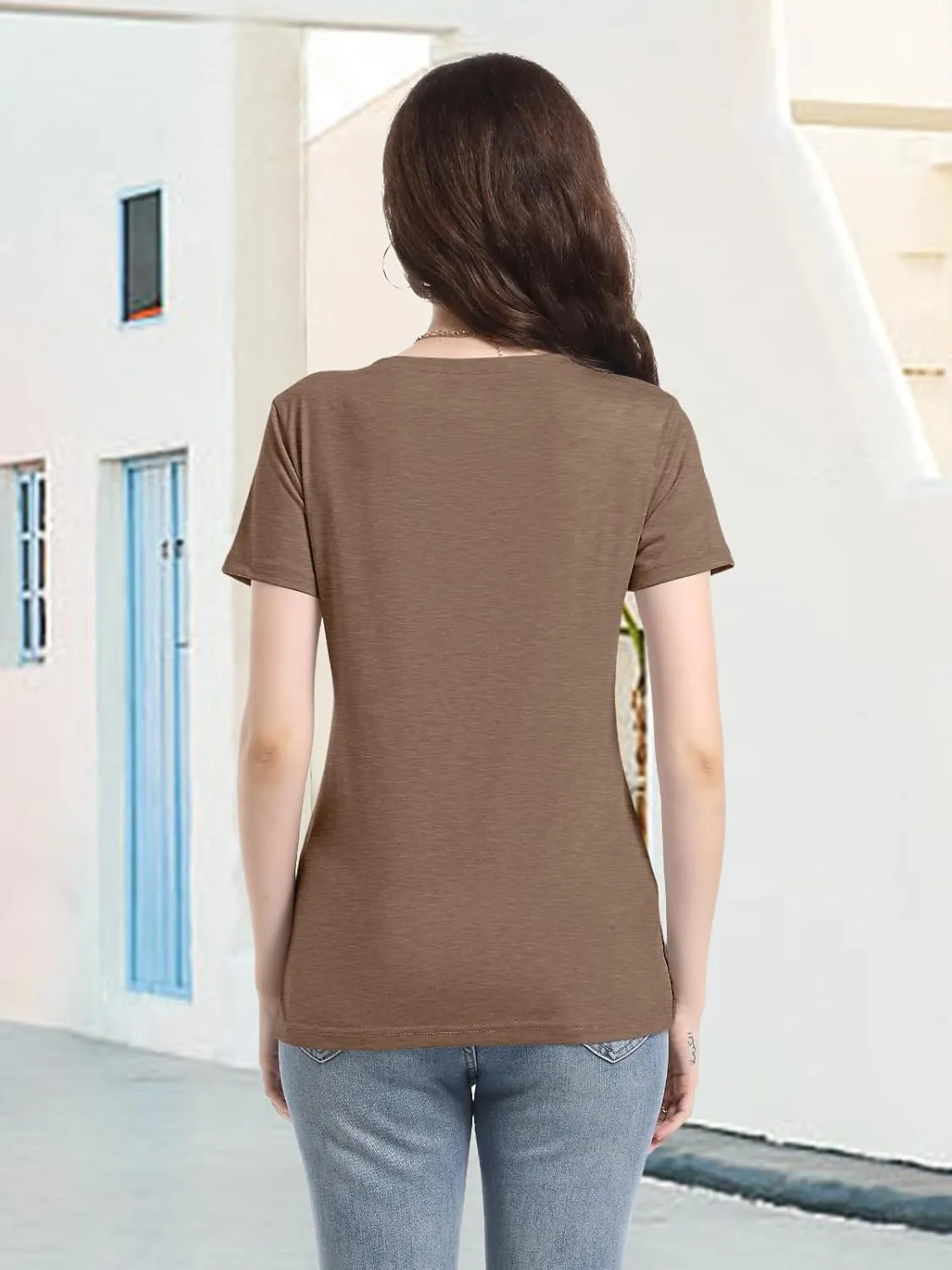 PGANDS Women's Summer Tops V Neck Short Sleeve T Shirts Casual Basic Loose Fit Tee