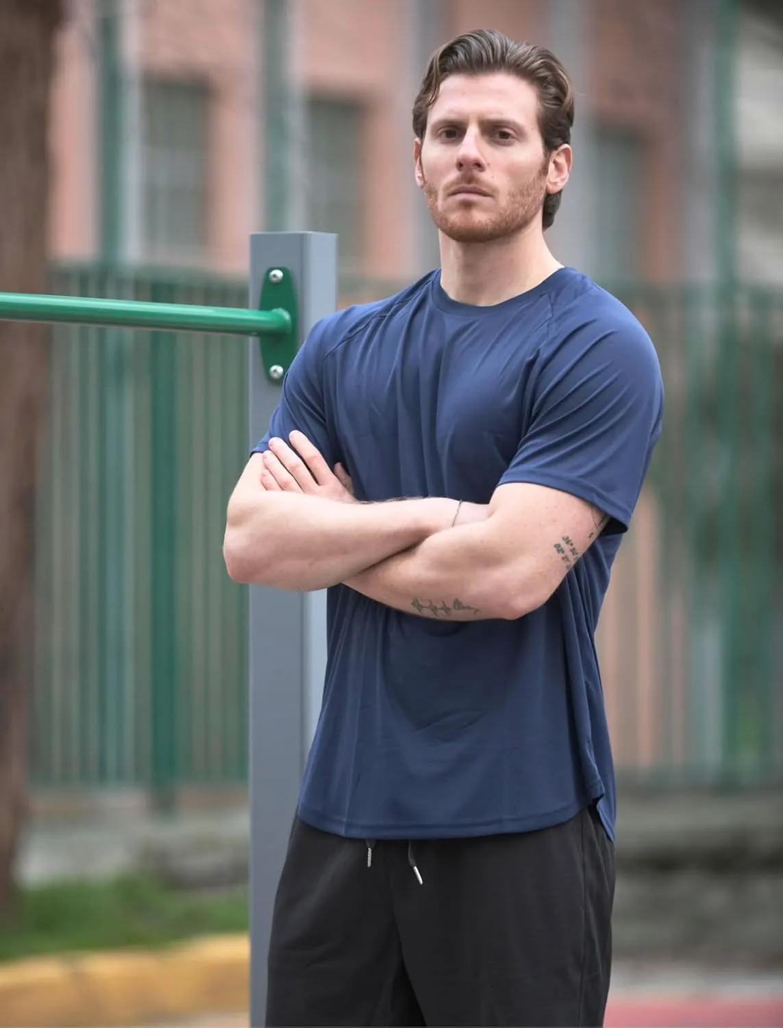 PINSPARK 5 Pack Gym Workout Shirts for Men Short Sleeve Moisture Wicking Athletic Tshirts Multipack Plain Crewneck Tees Shirt