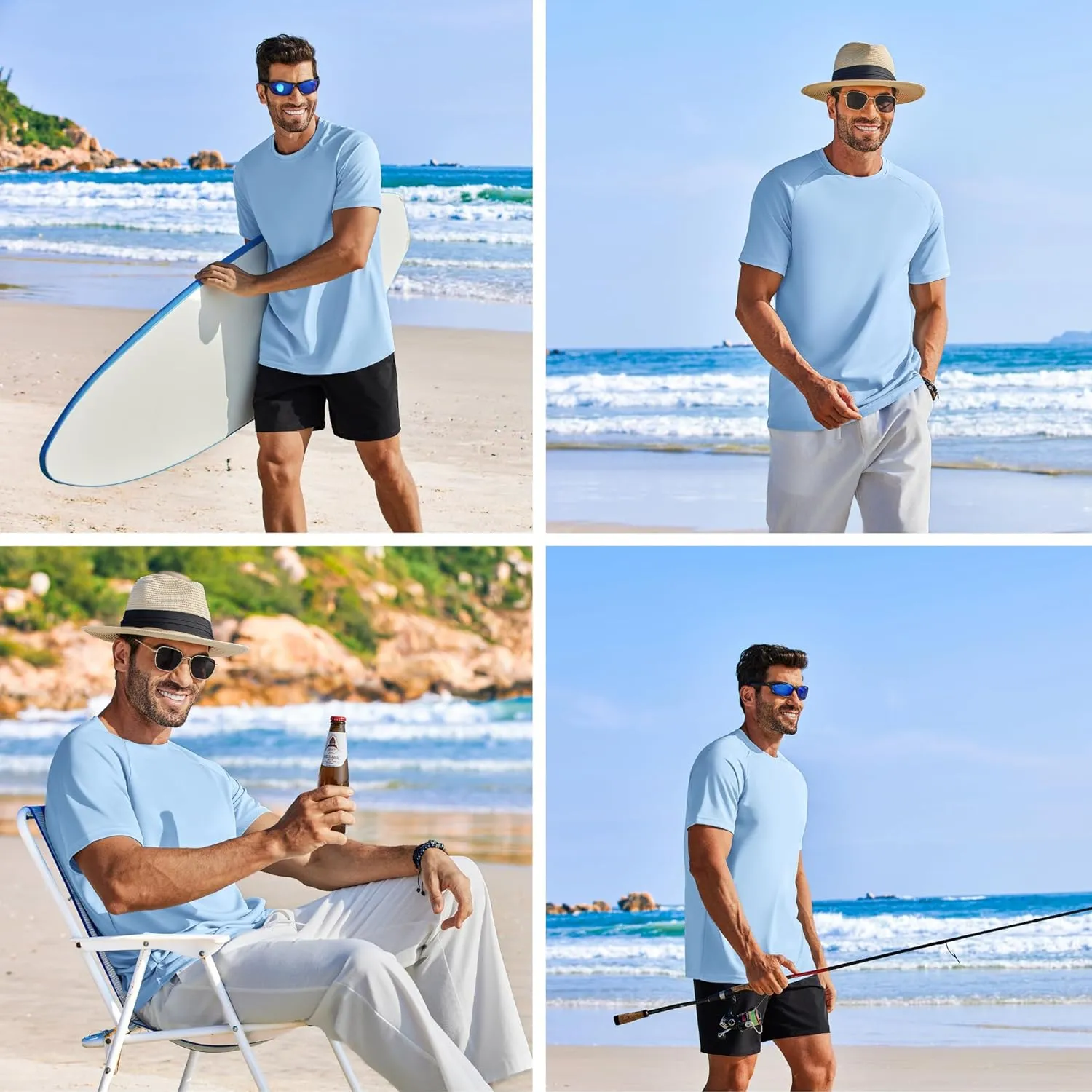 PINSPARK 5 Pack Gym Workout Shirts for Men Short Sleeve Moisture Wicking Athletic Tshirts Multipack Plain Crewneck Tees Shirt