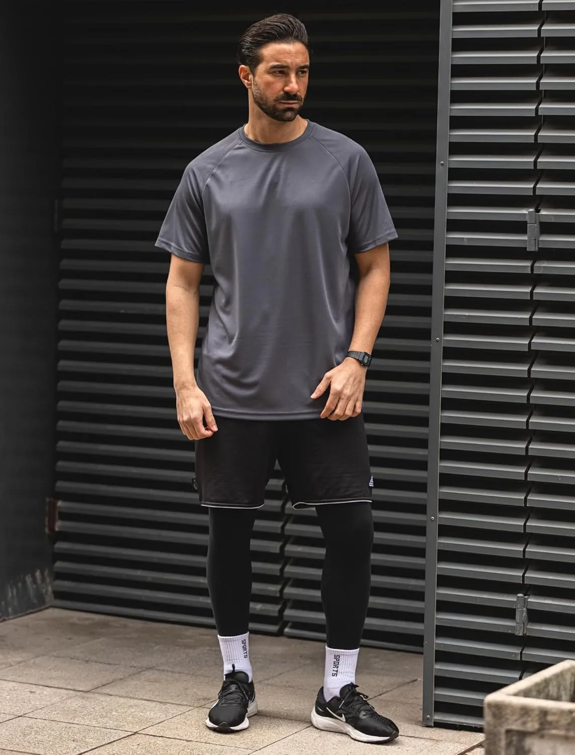 PINSPARK 5 Pack Gym Workout Shirts for Men Short Sleeve Moisture Wicking Athletic Tshirts Multipack Plain Crewneck Tees Shirt