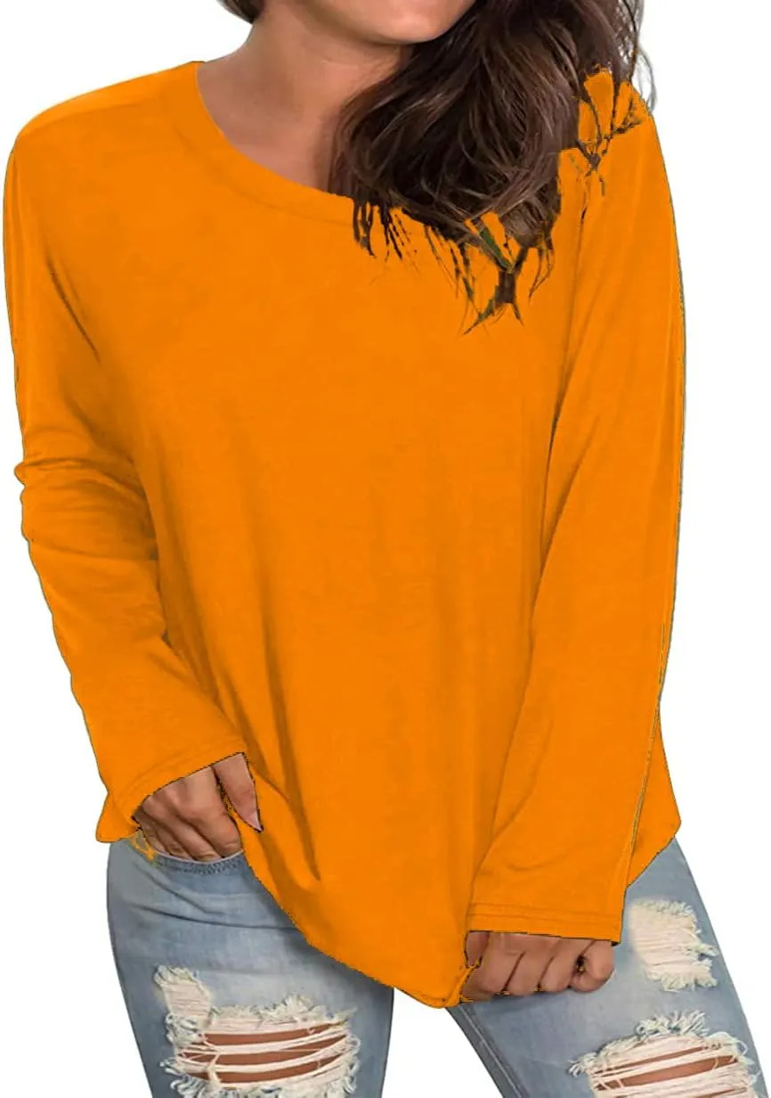Plus Size Long Sleeve T Shirts Women Fall Tops Tshirts Tunic Casual Tee