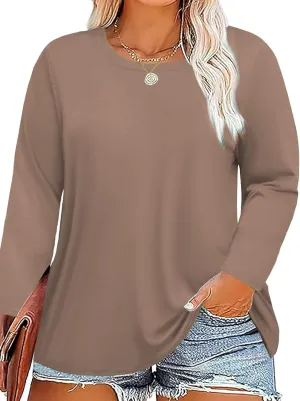 Plus Size Long Sleeve T Shirts Women Fall Tops Tshirts Tunic Casual Tee