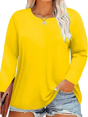 Plus Size Long Sleeve T Shirts Women Fall Tops Tshirts Tunic Casual Tee
