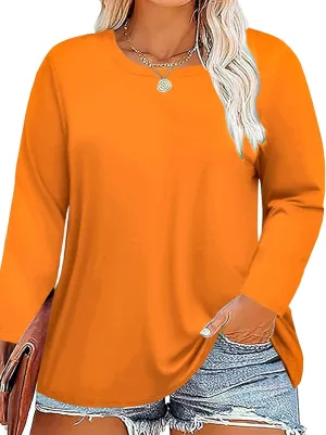 Plus Size Long Sleeve T Shirts Women Fall Tops Tshirts Tunic Casual Tee