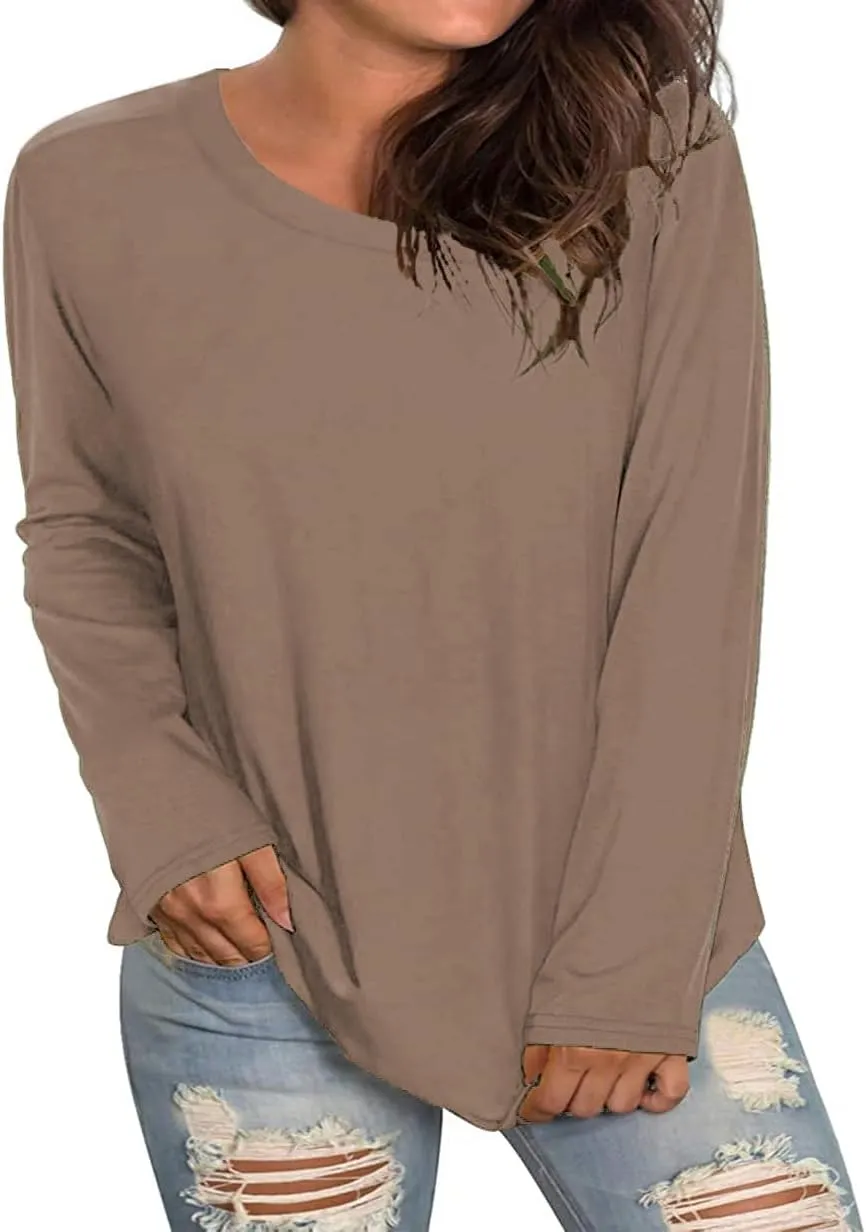 Plus Size Long Sleeve T Shirts Women Fall Tops Tshirts Tunic Casual Tee
