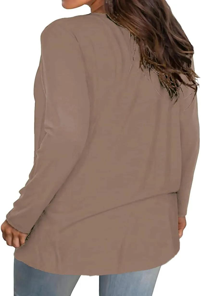Plus Size Long Sleeve T Shirts Women Fall Tops Tshirts Tunic Casual Tee