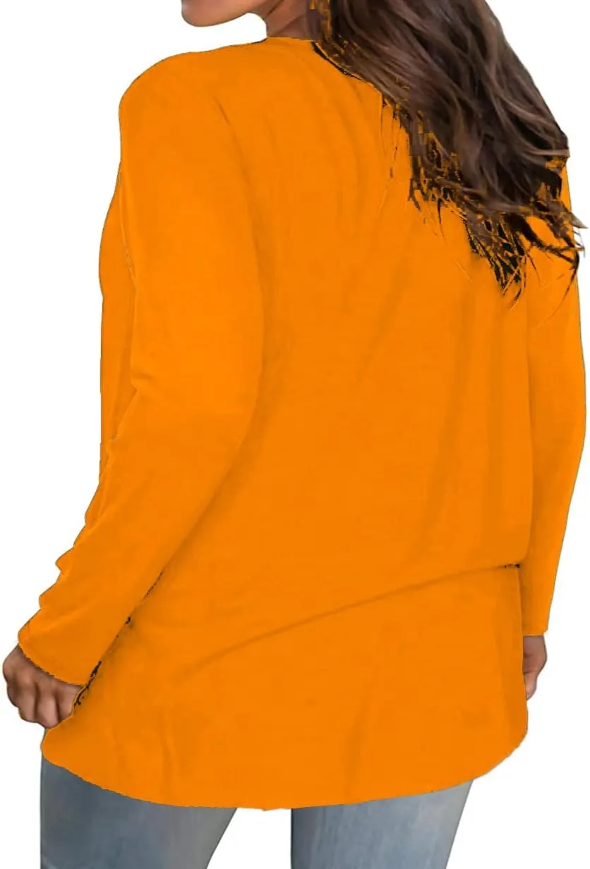 Plus Size Long Sleeve T Shirts Women Fall Tops Tshirts Tunic Casual Tee