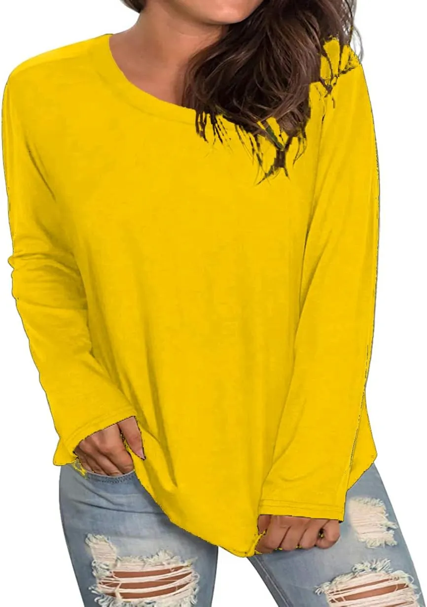 Plus Size Long Sleeve T Shirts Women Fall Tops Tshirts Tunic Casual Tee