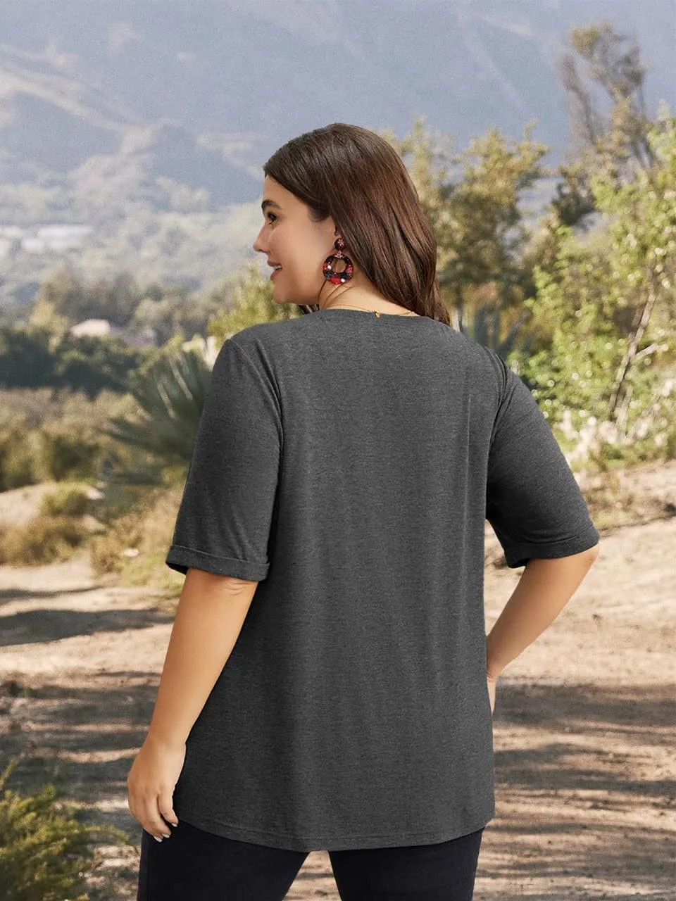 Plus Size Tops Womens V Neck Western Cowgirl T-Shirts Vintage Country Music Graphic Tee Shirt