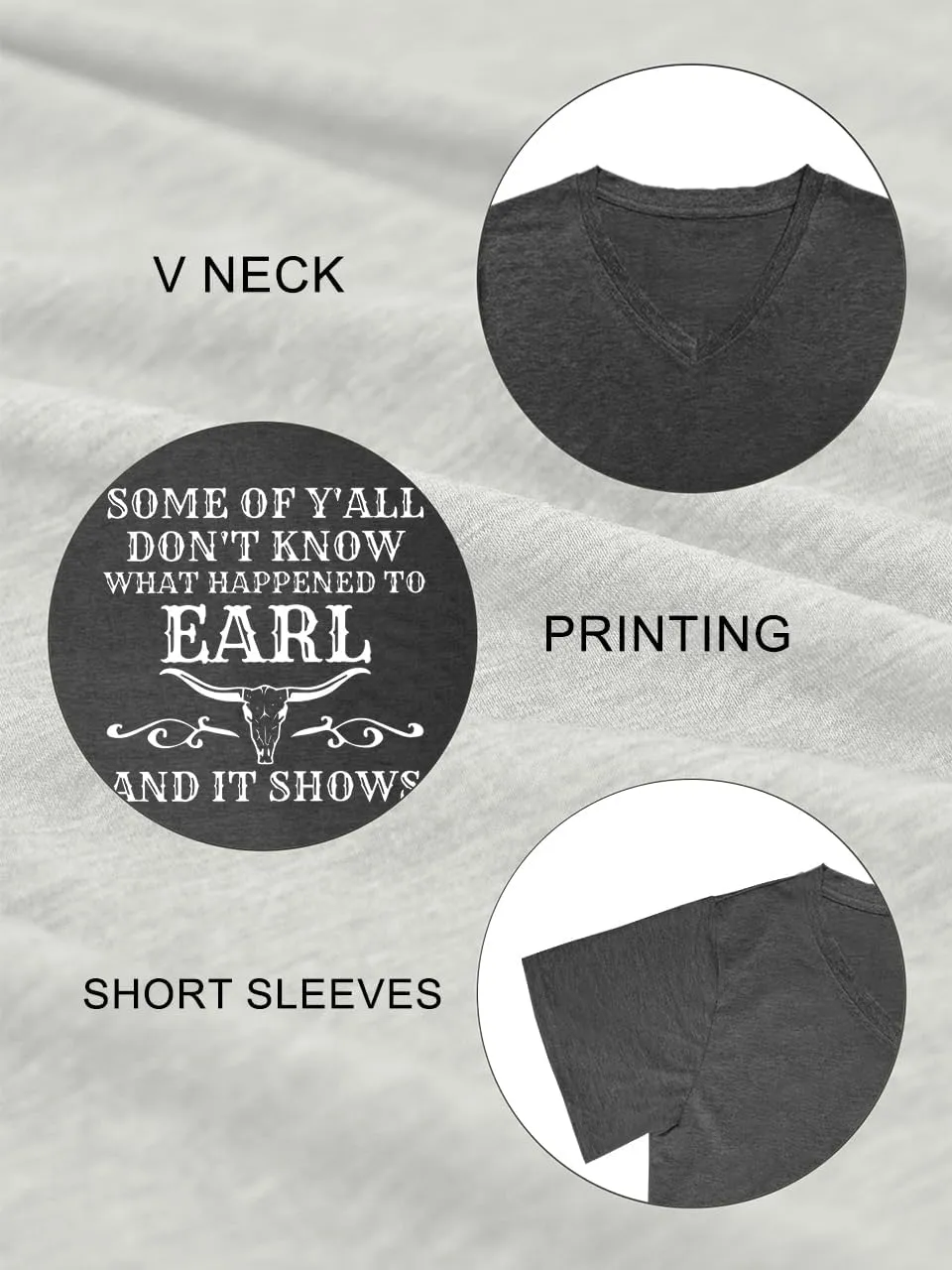 Plus Size Tops Womens V Neck Western Cowgirl T-Shirts Vintage Country Music Graphic Tee Shirt