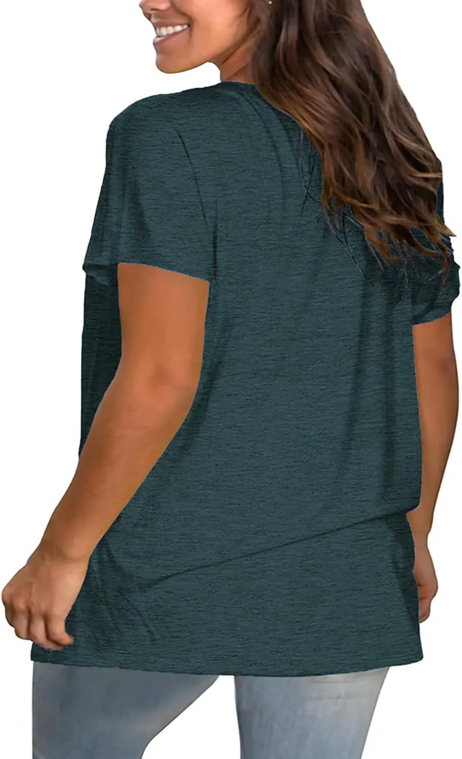 Plus Size V Neck T Shirts Women Short Sleeve Tops Casual Summer Tshirts Loose Fit Tee