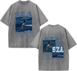 Print Graphic  Singer S-Z-A T-Shirt Fans Oversized Vintage Washed T-Shirts for Women's & Men's
