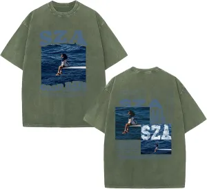 Print Graphic  Singer S-Z-A T-Shirt Fans Oversized Vintage Washed T-Shirts for Women's & Men's
