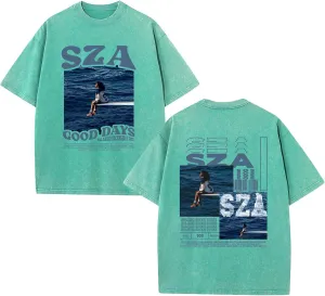 Print Graphic  Singer S-Z-A T-Shirt Fans Oversized Vintage Washed T-Shirts for Women's & Men's
