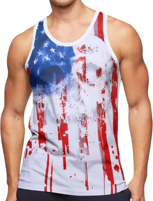 RAISEVERN Men's Tank Tops Summer Sleeveless Tee Cool Workout T-Shirts Beach Athletic Undershirts