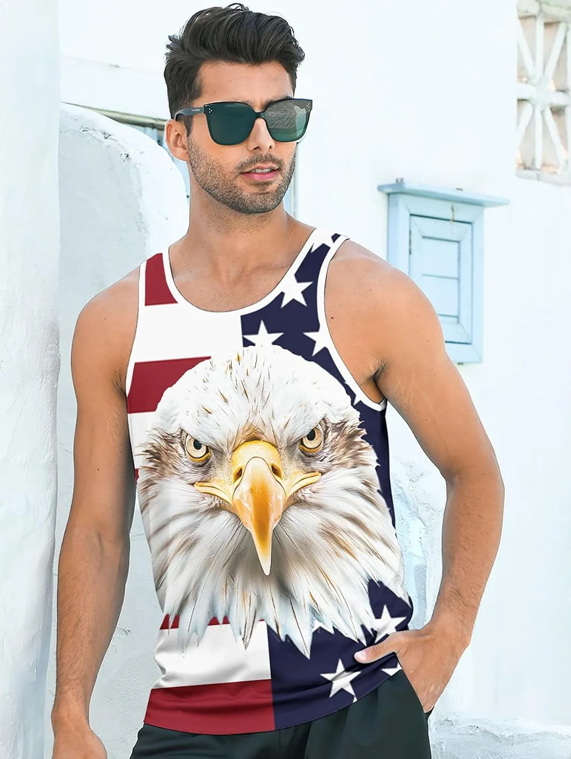 RAISEVERN Men's Tank Tops Summer Sleeveless Tee Cool Workout T-Shirts Beach Athletic Undershirts