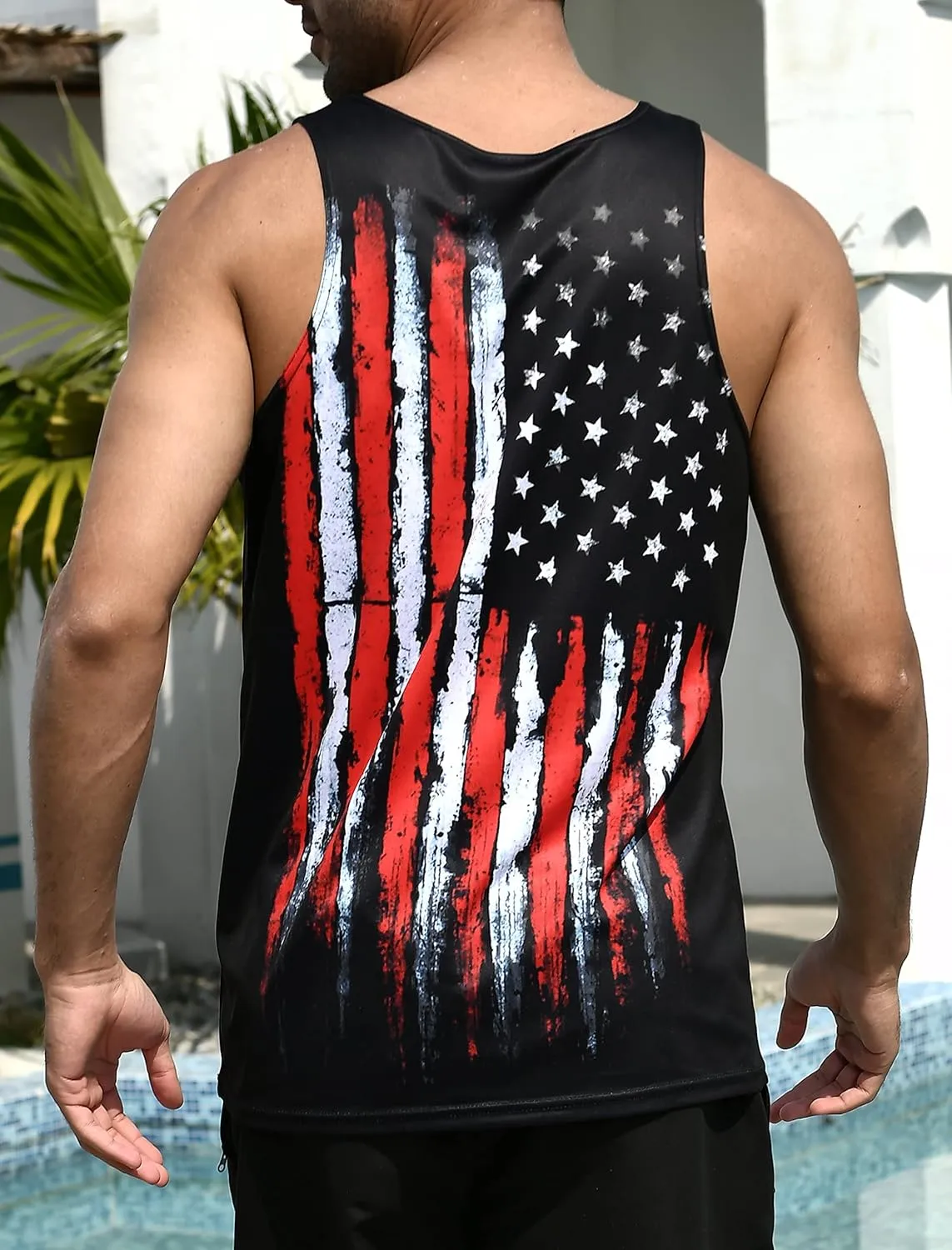 RAISEVERN Men's Tank Tops Summer Sleeveless Tee Cool Workout T-Shirts Beach Athletic Undershirts