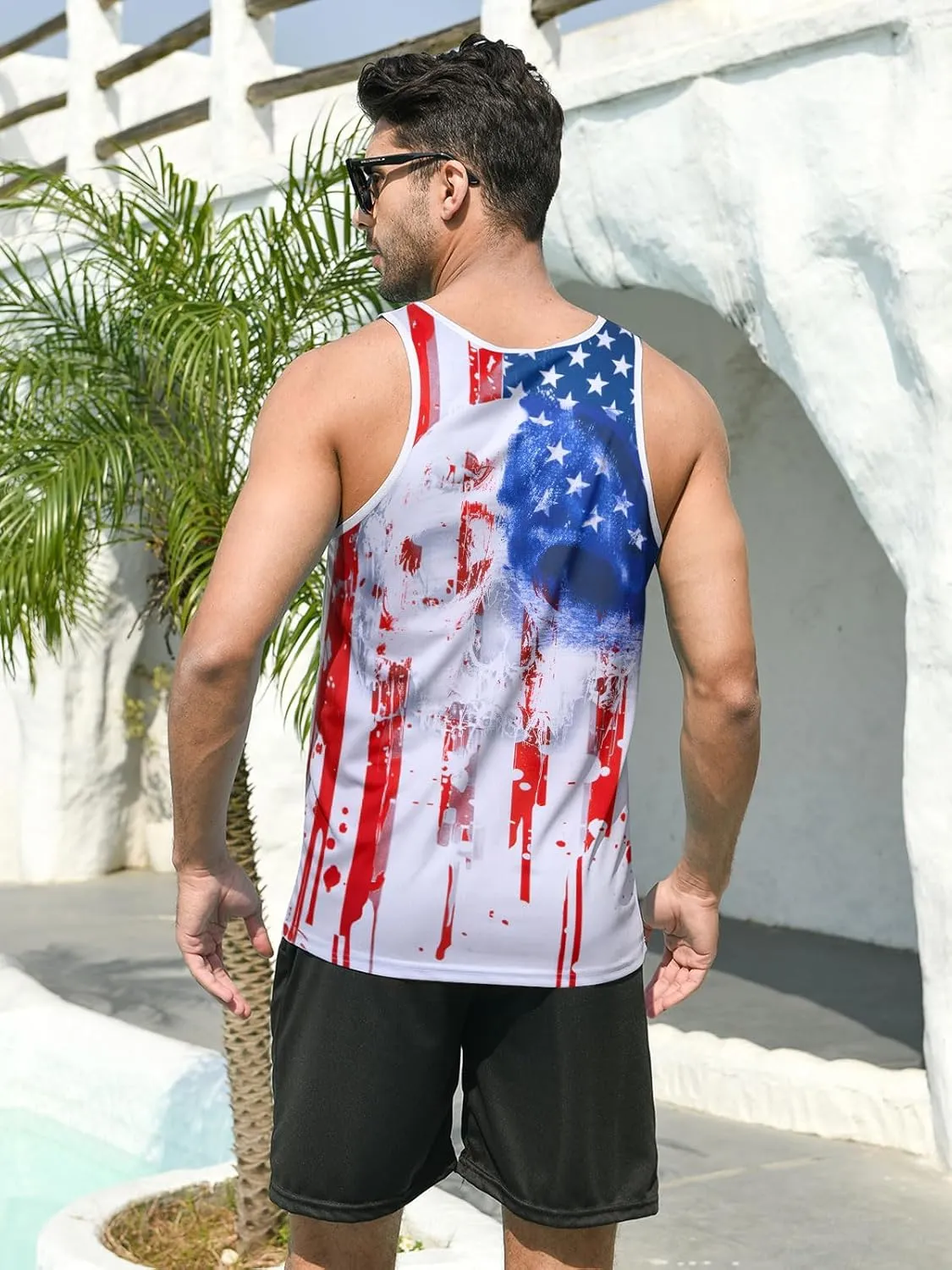 RAISEVERN Men's Tank Tops Summer Sleeveless Tee Cool Workout T-Shirts Beach Athletic Undershirts
