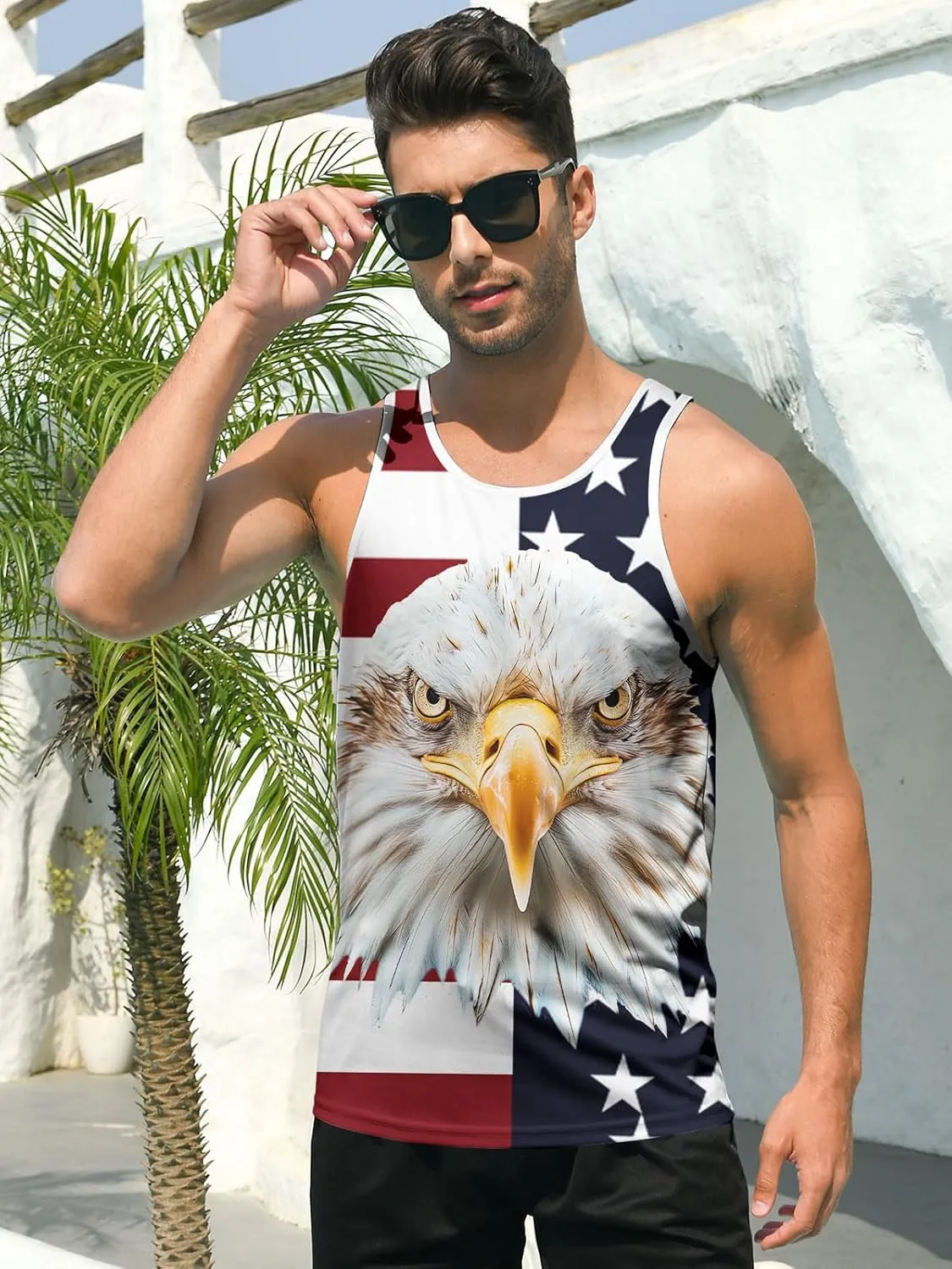 RAISEVERN Men's Tank Tops Summer Sleeveless Tee Cool Workout T-Shirts Beach Athletic Undershirts