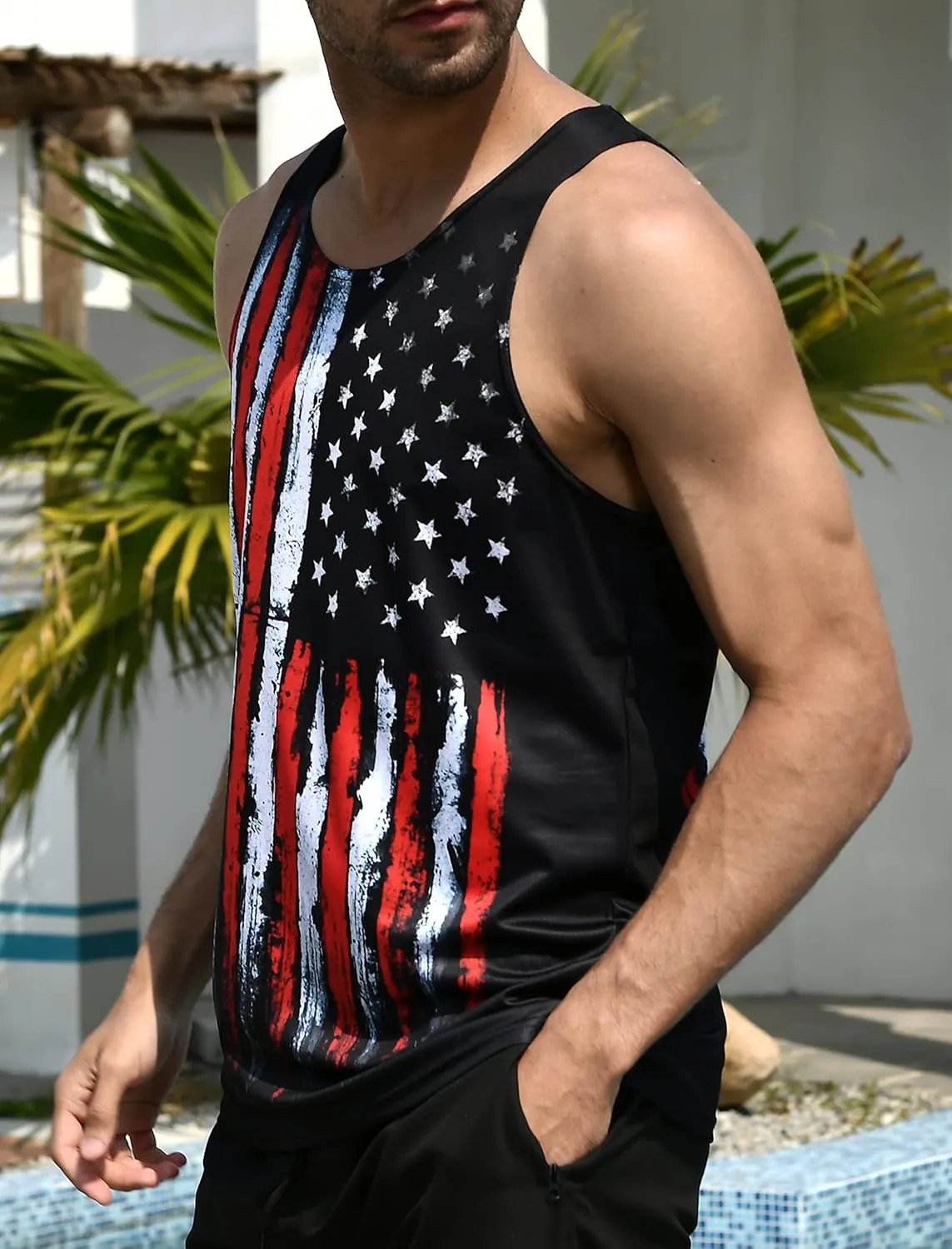 RAISEVERN Men's Tank Tops Summer Sleeveless Tee Cool Workout T-Shirts Beach Athletic Undershirts