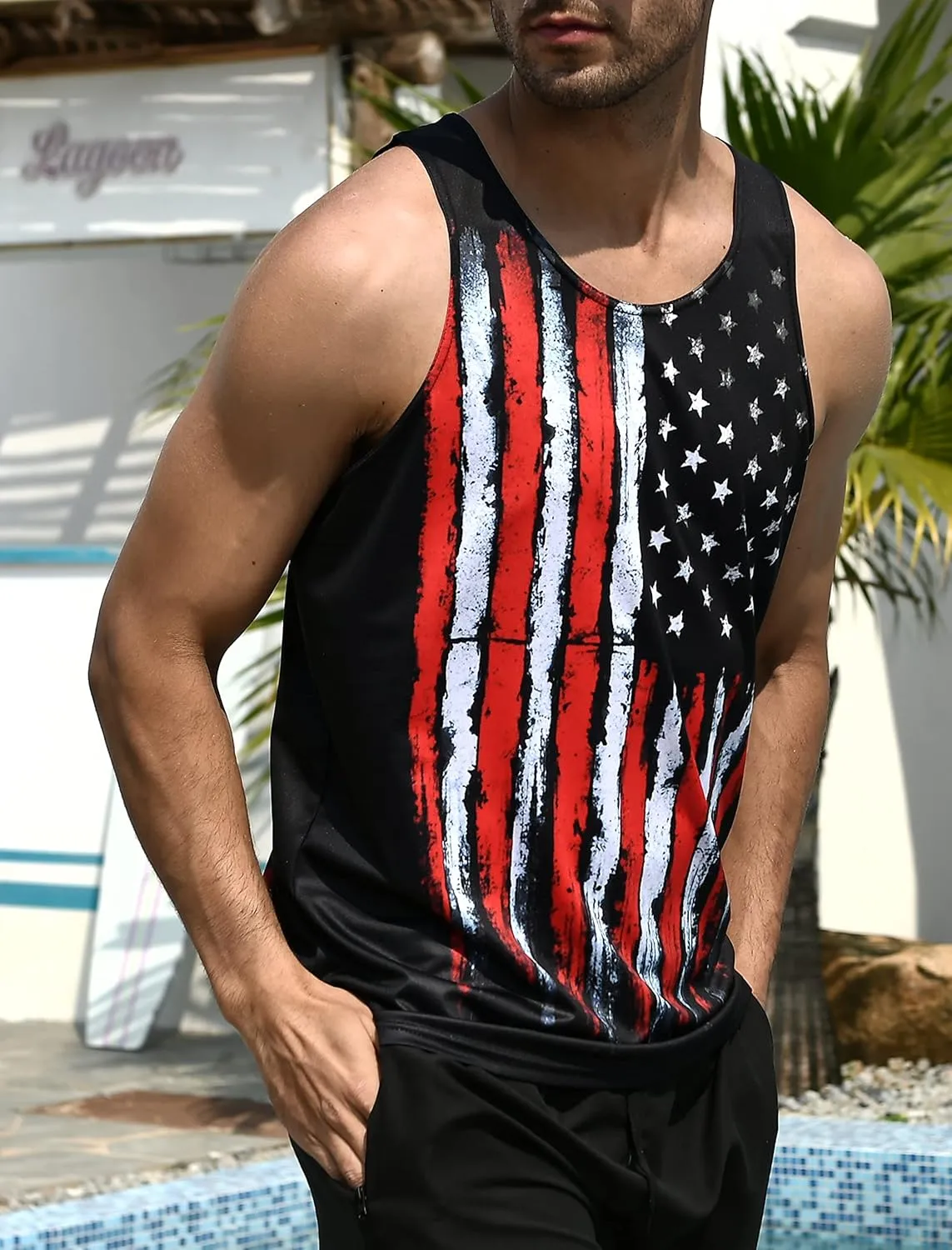 RAISEVERN Men's Tank Tops Summer Sleeveless Tee Cool Workout T-Shirts Beach Athletic Undershirts