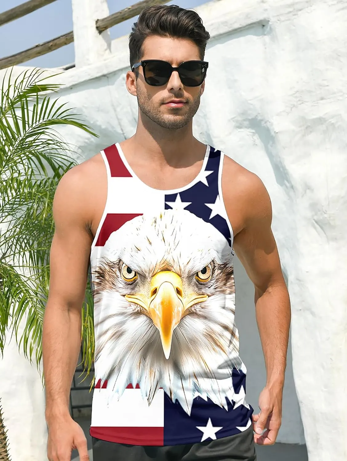 RAISEVERN Men's Tank Tops Summer Sleeveless Tee Cool Workout T-Shirts Beach Athletic Undershirts