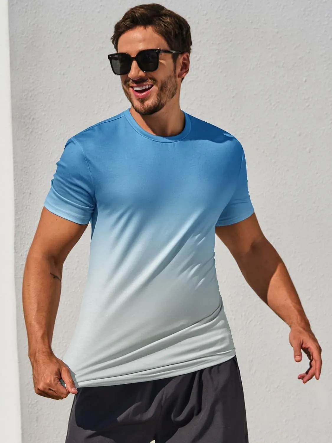 rrhss Mens Muscle Gym T-Shirts Short Sleeve Workout Athletic Bodybuilding Cotton Tee