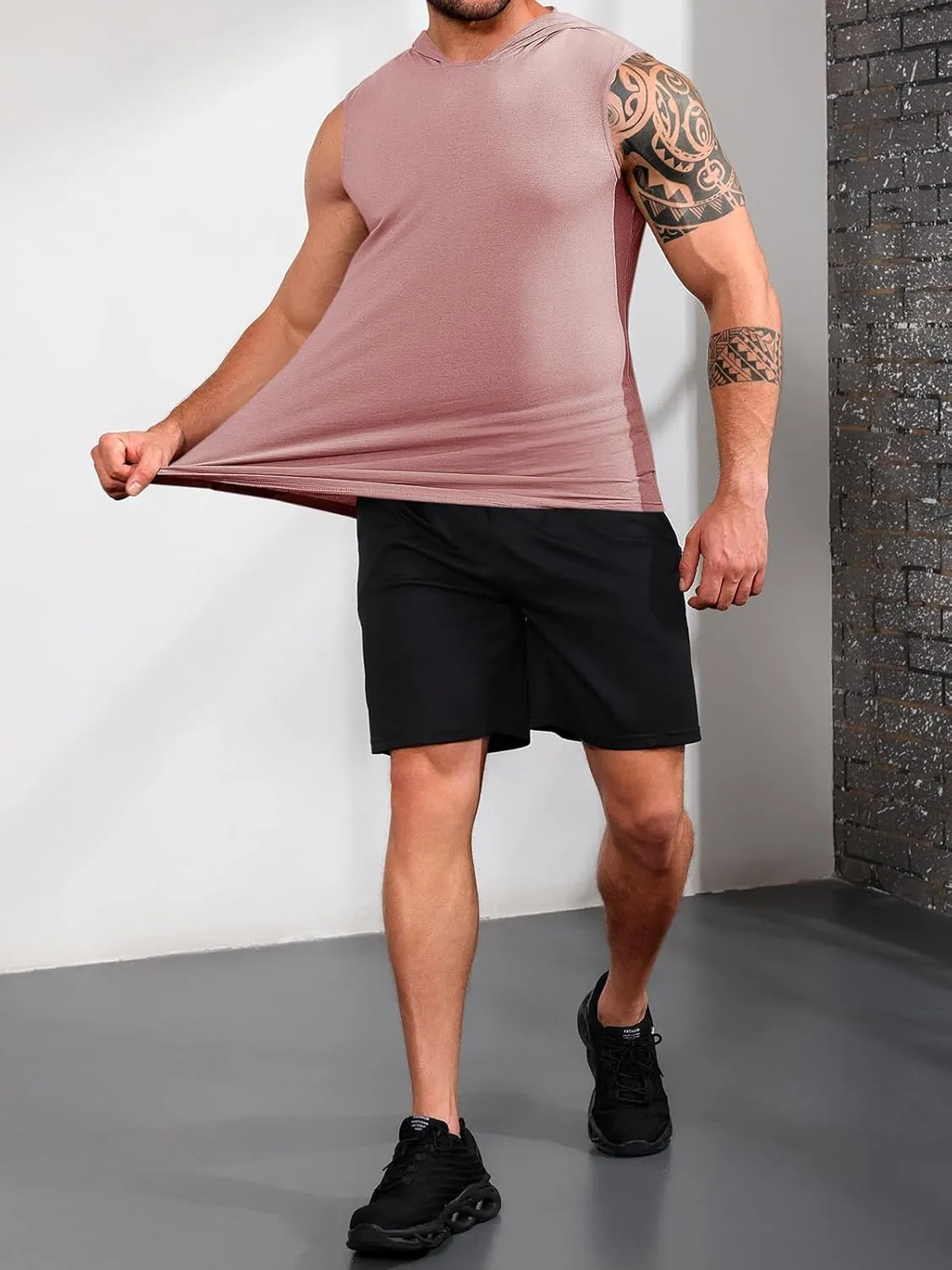 Runcati Mens Sleeveless Hoodies Workout Hooded Tank Tops Muscle Gym Bodybuilding Fitness Training T Shirts