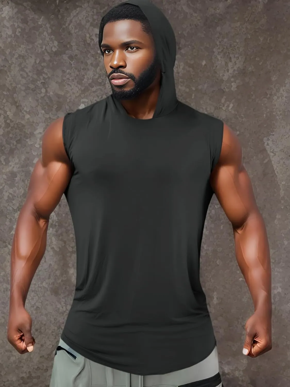 Runcati Mens Sleeveless Hoodies Workout Hooded Tank Tops Muscle Gym Bodybuilding Fitness Training T Shirts