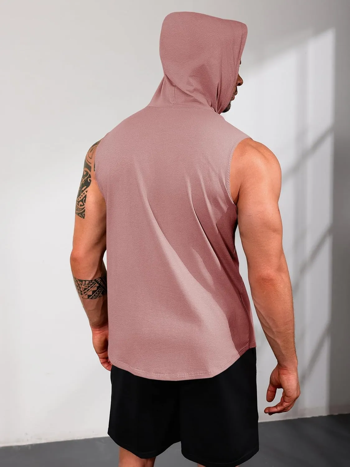 Runcati Mens Sleeveless Hoodies Workout Hooded Tank Tops Muscle Gym Bodybuilding Fitness Training T Shirts