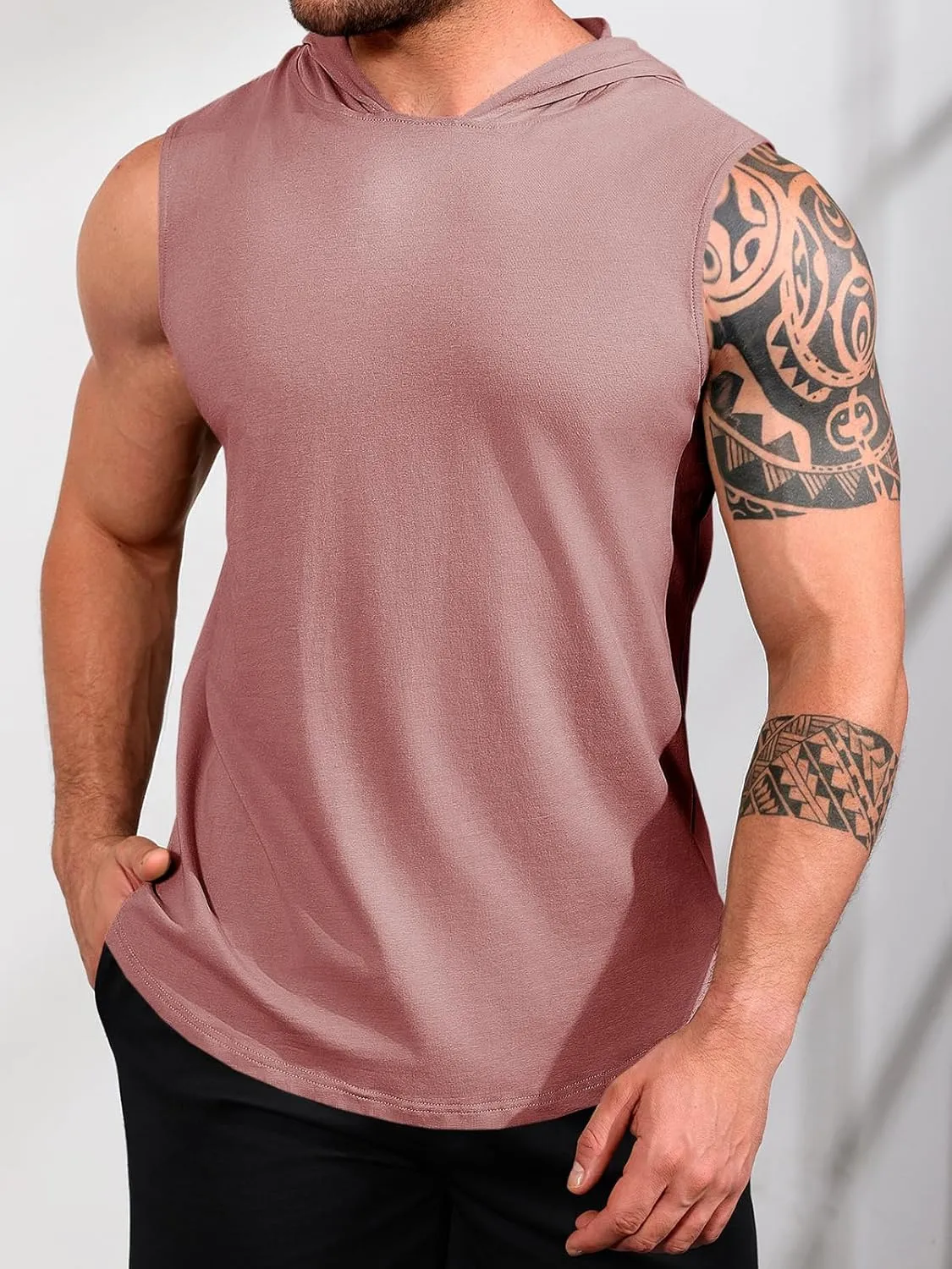 Runcati Mens Sleeveless Hoodies Workout Hooded Tank Tops Muscle Gym Bodybuilding Fitness Training T Shirts