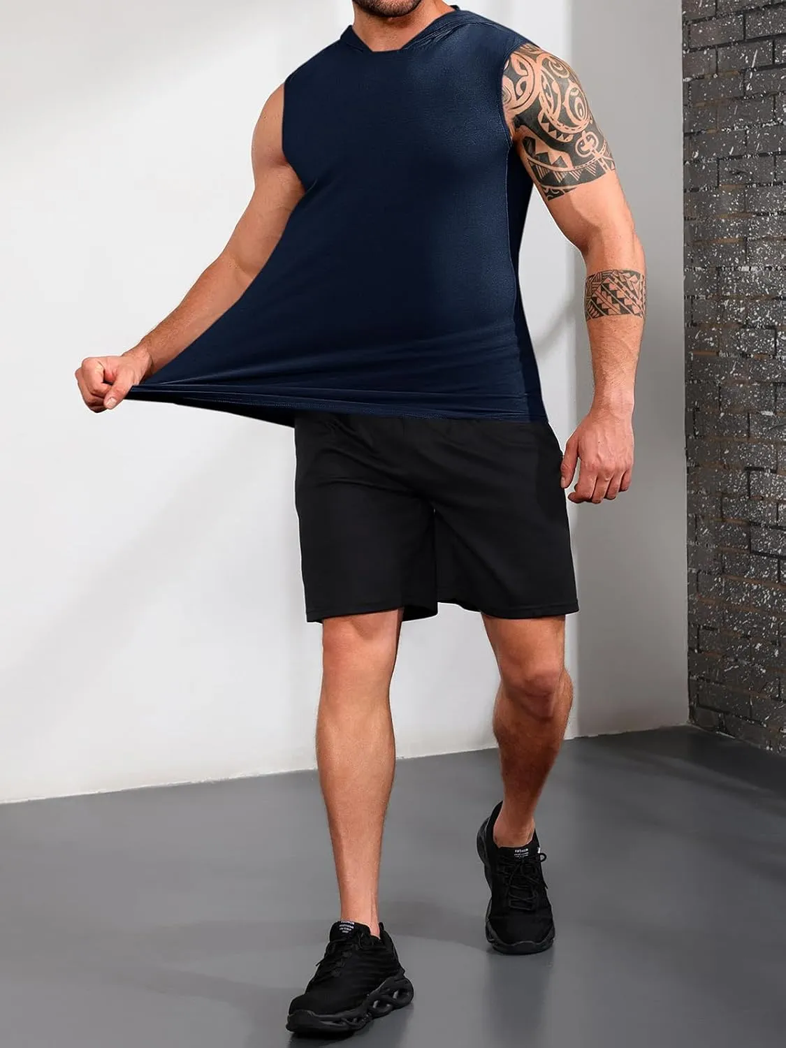 Runcati Mens Sleeveless Hoodies Workout Hooded Tank Tops Muscle Gym Bodybuilding Fitness Training T Shirts