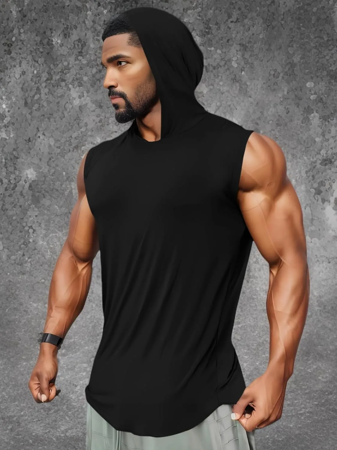 Runcati Mens Sleeveless Hoodies Workout Hooded Tank Tops Muscle Gym Bodybuilding Fitness Training T Shirts
