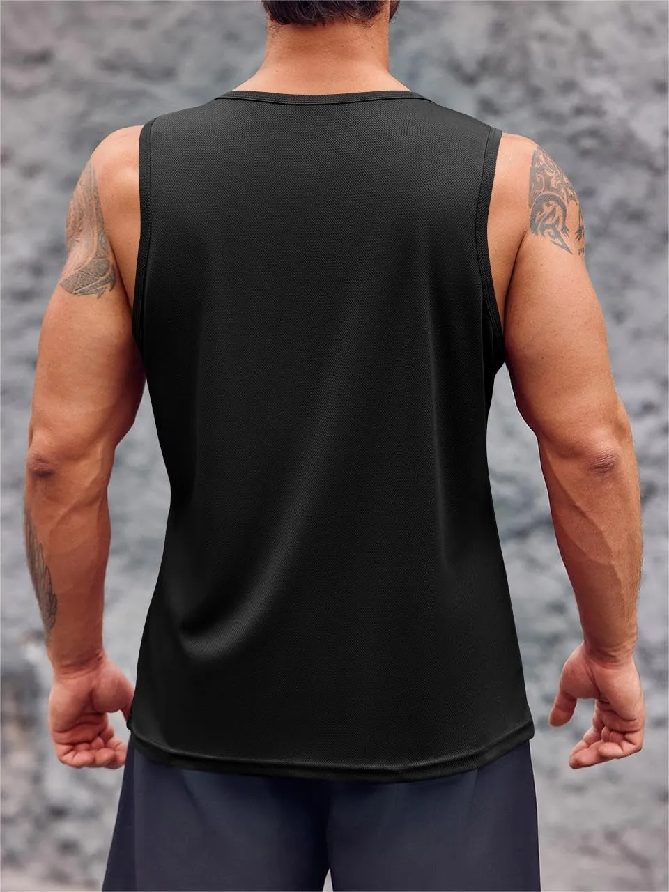 Runcati Mens Sleeveless Workout Tank Tops Athletic Muscle Gym T Shirts with Pockets