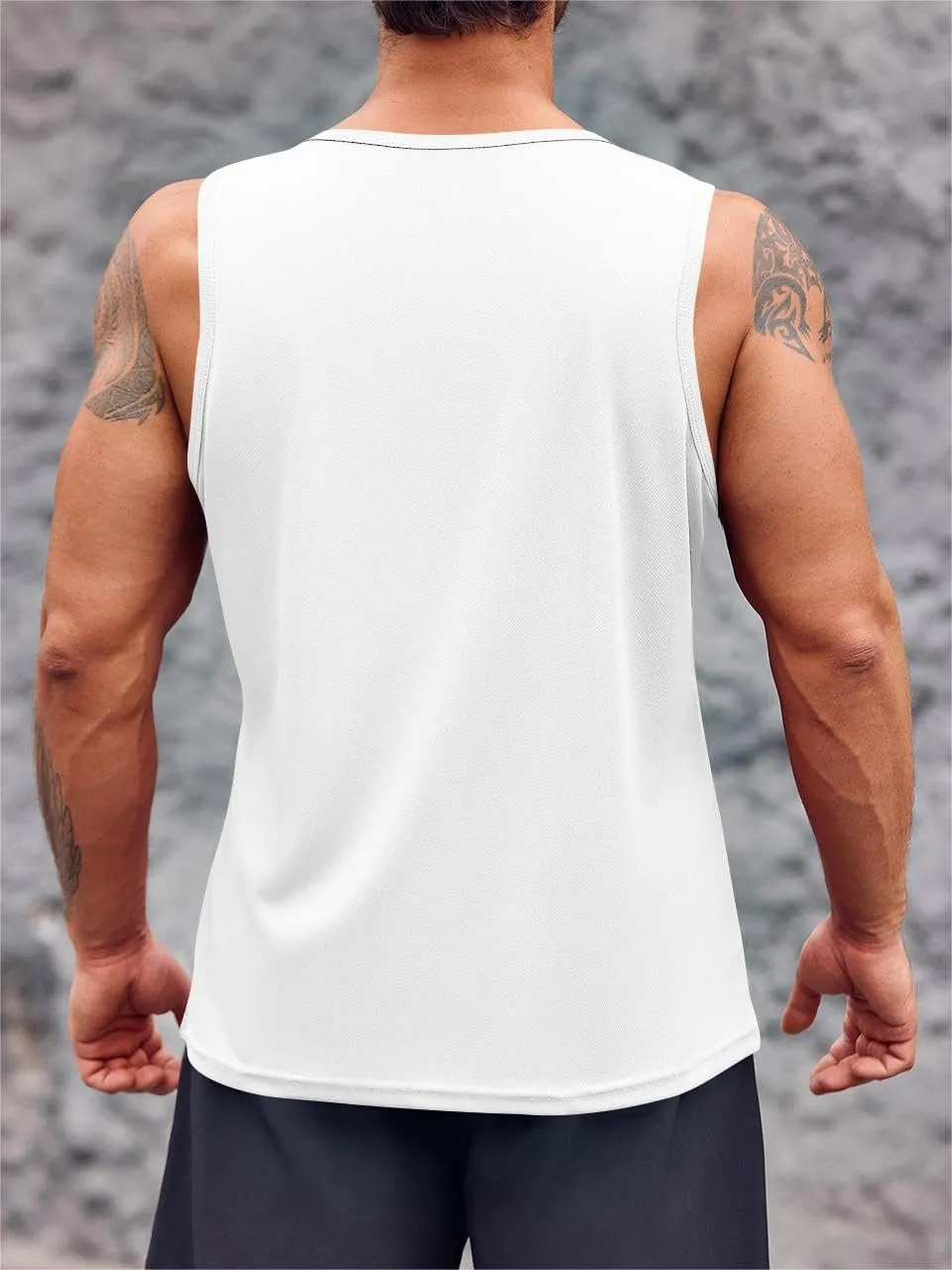 Runcati Mens Sleeveless Workout Tank Tops Athletic Muscle Gym T Shirts with Pockets