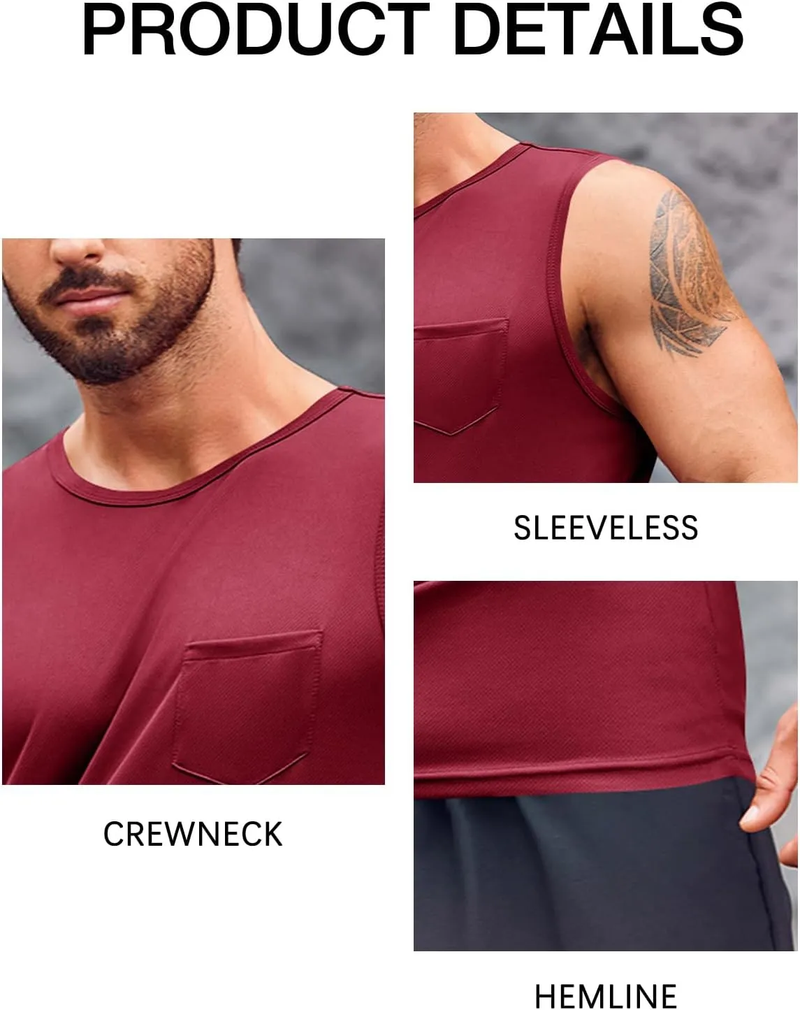 Runcati Mens Sleeveless Workout Tank Tops Athletic Muscle Gym T Shirts with Pockets