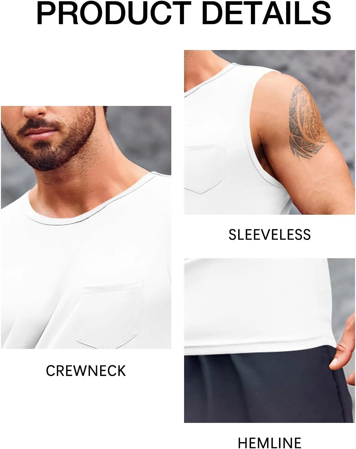 Runcati Mens Sleeveless Workout Tank Tops Athletic Muscle Gym T Shirts with Pockets