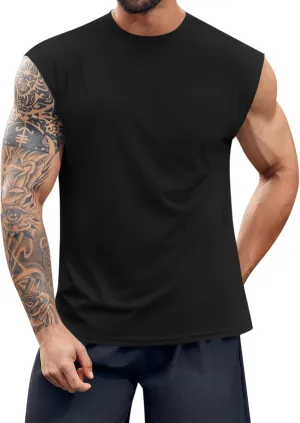 Runcati Mens Workout Tank Top Sleeveless Shirt Quick Dry Muscle Gym Bodybuilding Fitness Training T Shirts