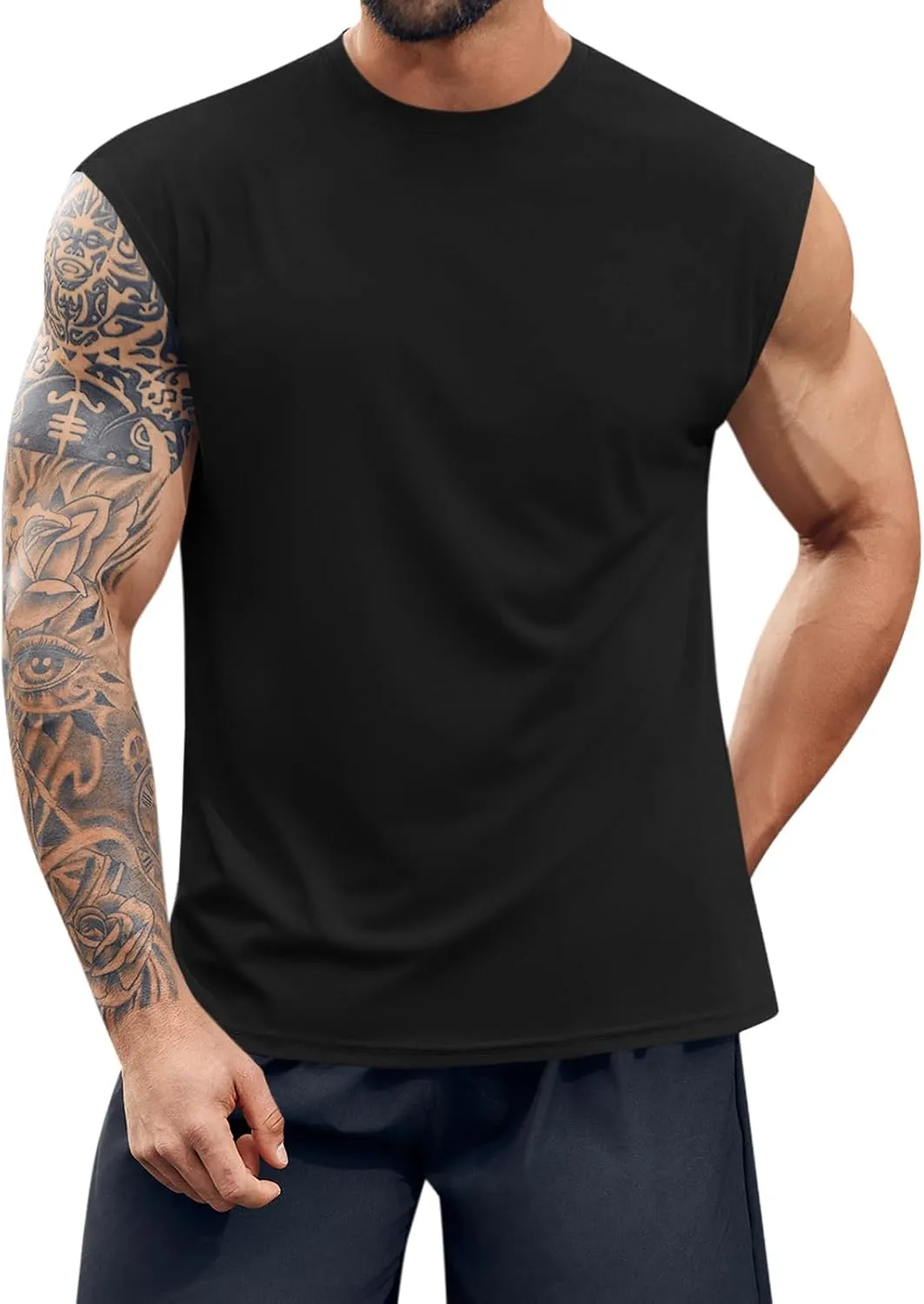 Runcati Mens Workout Tank Top Sleeveless Shirt Quick Dry Muscle Gym Bodybuilding Fitness Training T Shirts