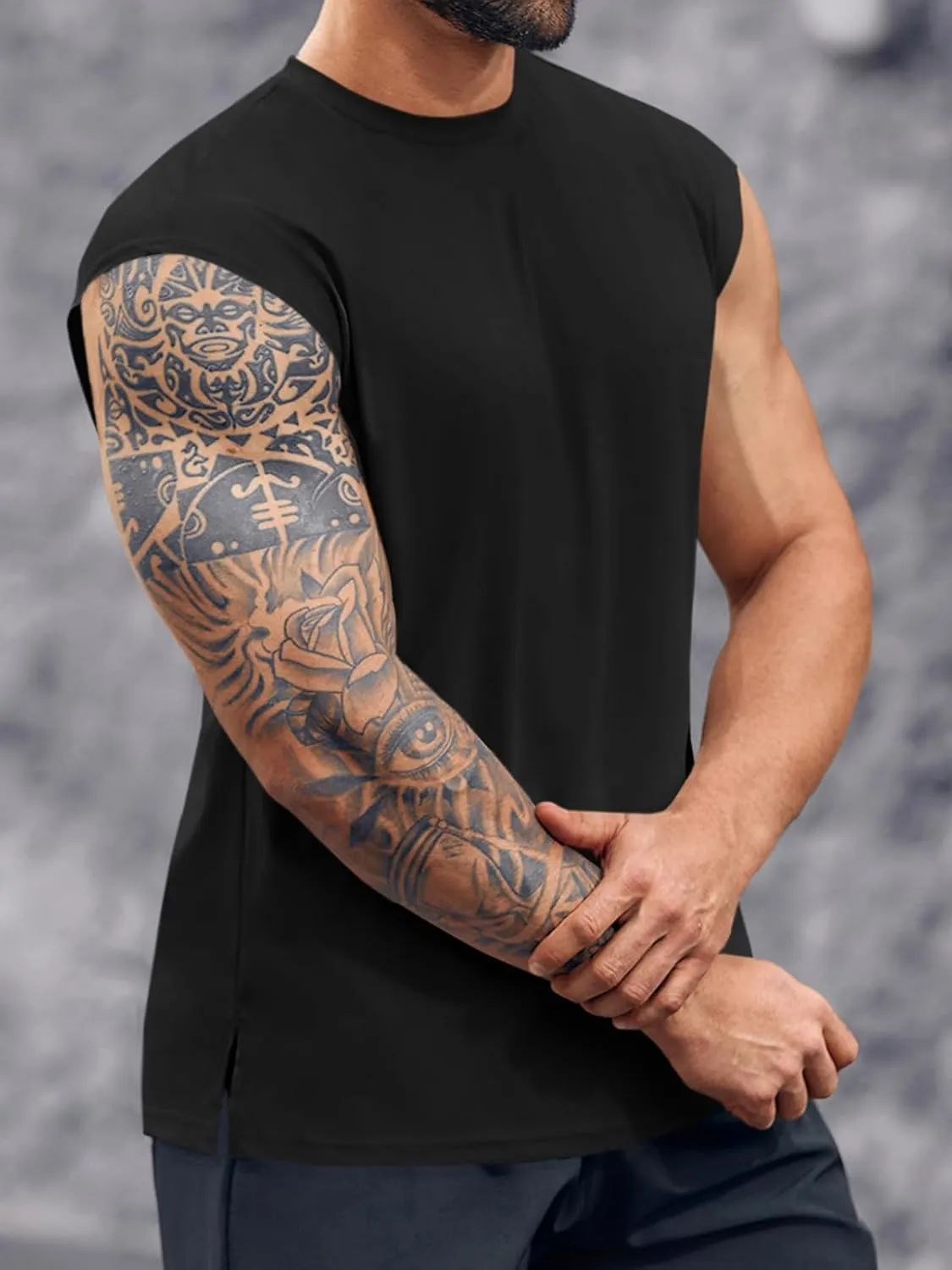 Runcati Mens Workout Tank Top Sleeveless Shirt Quick Dry Muscle Gym Bodybuilding Fitness Training T Shirts