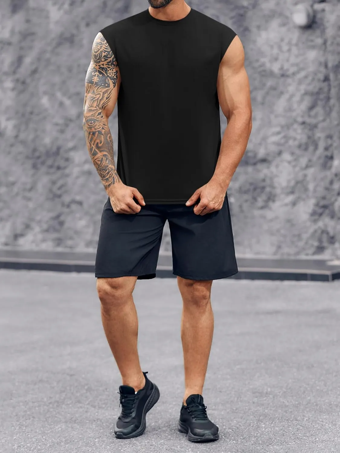 Runcati Mens Workout Tank Top Sleeveless Shirt Quick Dry Muscle Gym Bodybuilding Fitness Training T Shirts