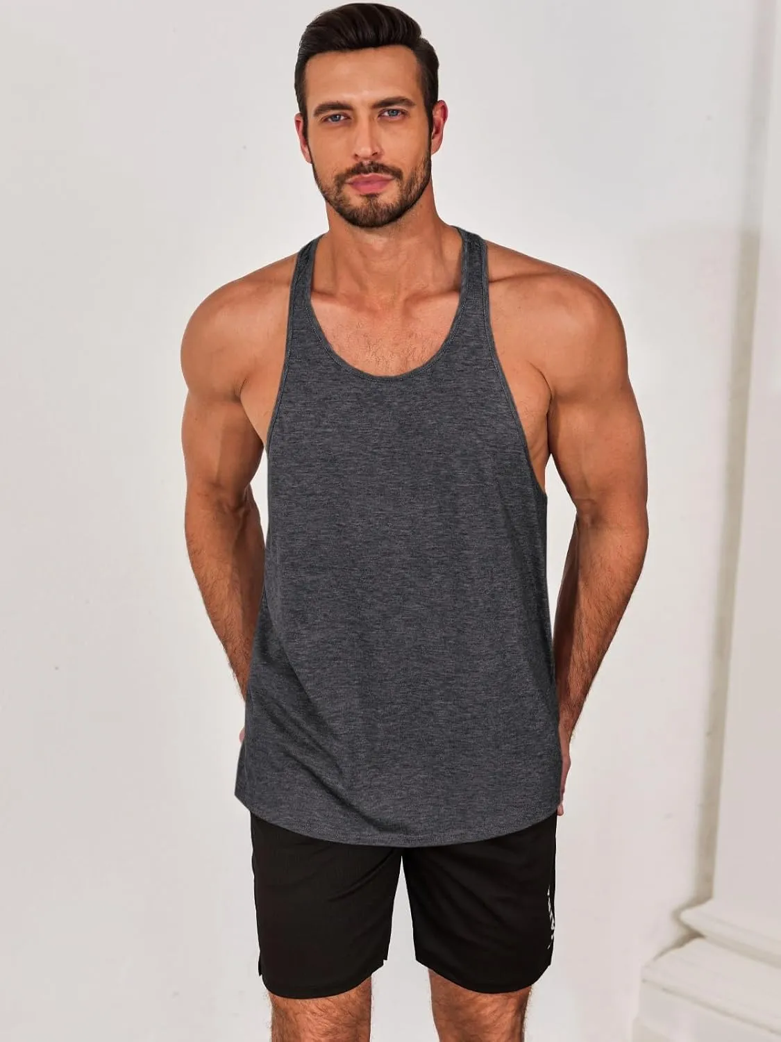 Runcati Mens Workout Tank Tops Gym Muscle Athletic Sleeveless T Shirts Bodybuilding Training Fitness Tops