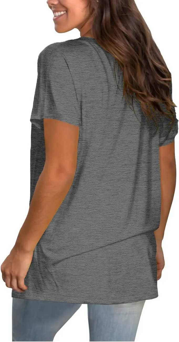 Saloogoe Womens Loose Fit Tshirts Short Sleeve Summer Tops Casual Workout Yoga Tunic T Shirts Tops