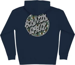 SANTA CRUZ Salba Eyes Dot Zip Hooded Heavyweight Sweatshirt Navy Lg Mens