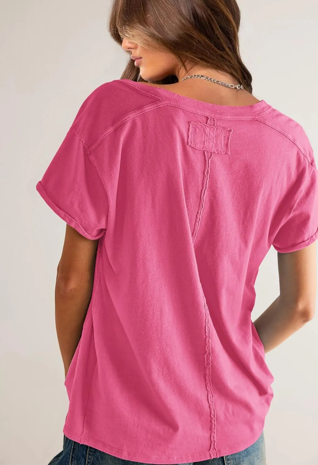 SENSERISE Womens Oversized T Shirts Crewneck Short Sleeve Summer Athletic BF Tees Shirt Loose Fit Y2K Tops