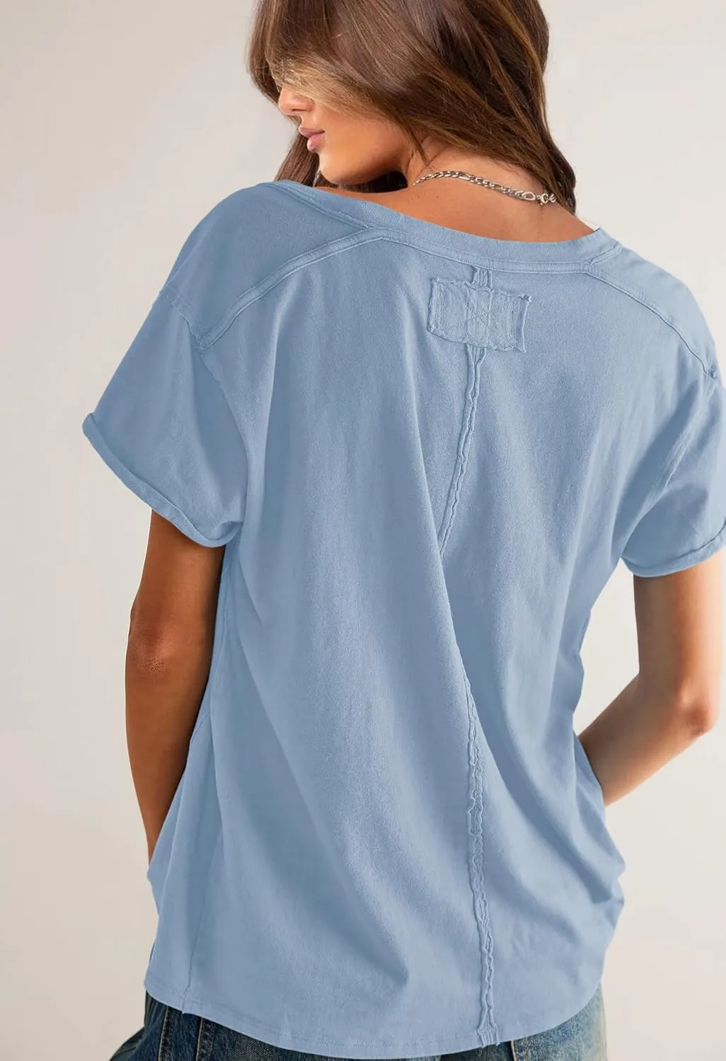 SENSERISE Womens Oversized T Shirts Crewneck Short Sleeve Summer Athletic BF Tees Shirt Loose Fit Y2K Tops